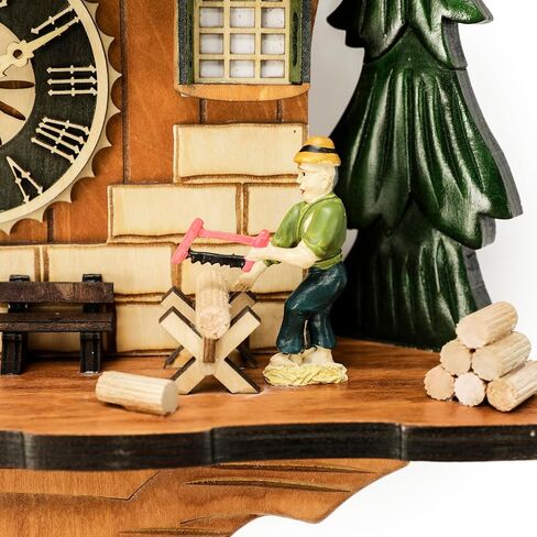 Musical Cuckoo Clock with Rotating Dancer Stage - 12 Melodies, Volume Control & Night Mode, Germany Style Black Forest Wall Clock for Home Decor Gift,Gifts for Family in Saudi Arabia