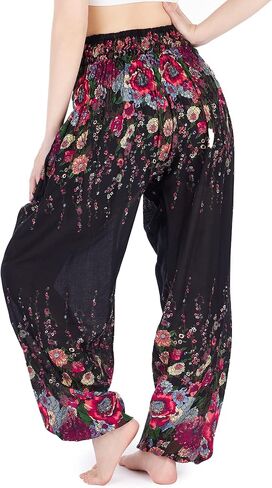Lannaclothesdesign Black Flower and Black Mandala Boho Pants Bundle Size Large in Saudi Arabia