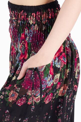 Lannaclothesdesign Black Flower and Black Mandala Boho Pants Bundle Size Large in Saudi Arabia