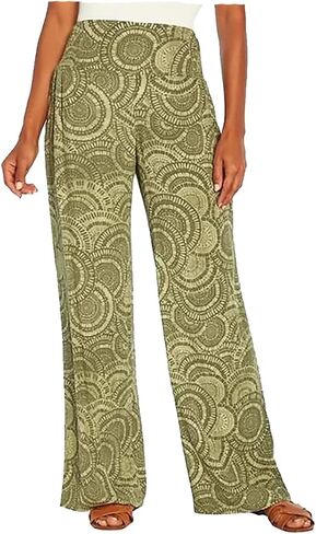 Three Dots Womens Pull on Pants, Green, Large in Saudi Arabia