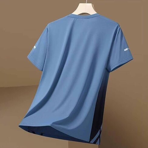 Men's Gradient Athletic T-Shirts Summer Crew Neck Short Sleeve Color Block Tees Breathable Quick Dry Workout Shirts in Kuwait
