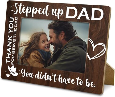 Step Dad Gifts, Rustic Wood Photo Frame Gifts from Daughter & Son, Step Dad Picture Frame Holds 4x6 Inches Photos, Father's Day Birthday Thanksgiving Christmas Gift, Farmhouse Home Decor in Saudi Arabia