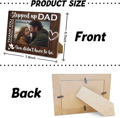 Step Dad Gifts, Rustic Wood Photo Frame Gifts from Daughter & Son, Step Dad Picture Frame Holds 4x6 Inches Photos, Father's Day Birthday Thanksgiving Christmas Gift, Farmhouse Home Decor in Saudi Arabia