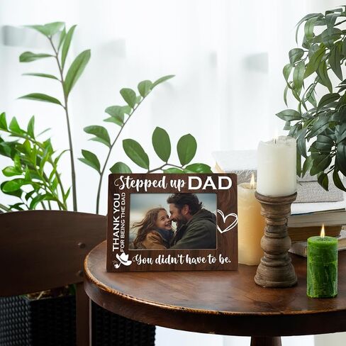 Step Dad Gifts, Rustic Wood Photo Frame Gifts from Daughter & Son, Step Dad Picture Frame Holds 4x6 Inches Photos, Father's Day Birthday Thanksgiving Christmas Gift, Farmhouse Home Decor in Saudi Arabia