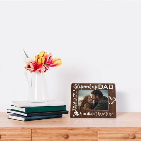 Step Dad Gifts, Rustic Wood Photo Frame Gifts from Daughter & Son, Step Dad Picture Frame Holds 4x6 Inches Photos, Father's Day Birthday Thanksgiving Christmas Gift, Farmhouse Home Decor in Saudi Arabia