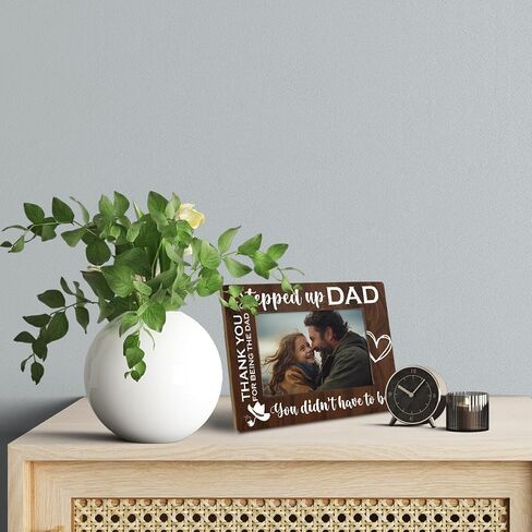 Step Dad Gifts, Rustic Wood Photo Frame Gifts from Daughter & Son, Step Dad Picture Frame Holds 4x6 Inches Photos, Father's Day Birthday Thanksgiving Christmas Gift, Farmhouse Home Decor in Saudi Arabia