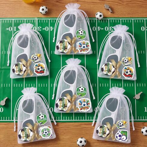12Sets Soccer Party Favors Sunglasses Gift Bags Football Party Favors Sports Glasses with Keychains Stickers Team Gift Birthday Game Day Supplies in Saudi Arabia
