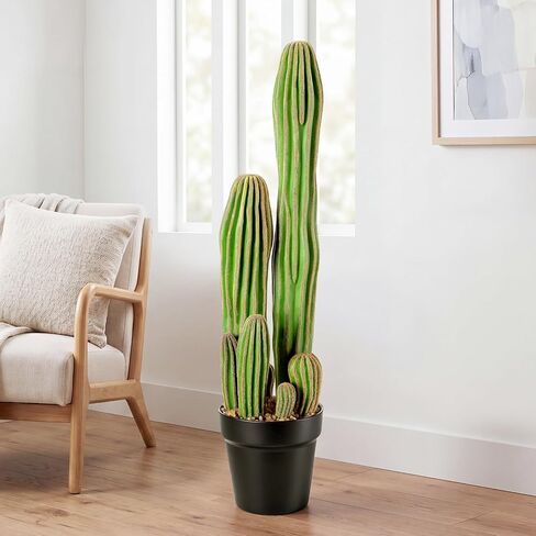 24'' Large Artificial Cactus with Pot Faux Cactus Plant for Outdoor Realistic Indoor Fake Potted Desert Cacti Decor for Home Garden Office Indoor Outdoor Decoration Housewarming Gifts in Saudi Arabia