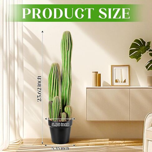 24'' Large Artificial Cactus with Pot Faux Cactus Plant for Outdoor Realistic Indoor Fake Potted Desert Cacti Decor for Home Garden Office Indoor Outdoor Decoration Housewarming Gifts in Saudi Arabia
