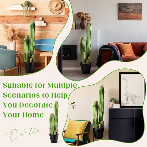 24'' Large Artificial Cactus with Pot Faux Cactus Plant for Outdoor Realistic Indoor Fake Potted Desert Cacti Decor for Home Garden Office Indoor Outdoor Decoration Housewarming Gifts in Saudi Arabia