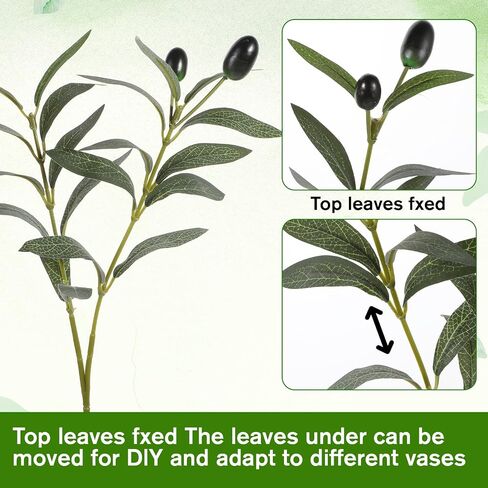 5pcs Artificial Plants Olive Tree Branches,11 Inch Faux Olives Leaves Stems Olive Branches Green Leaves Picks Spring Branch Decor for Centerpieces Vase Wedding Home Decoration Indoor in Kuwait