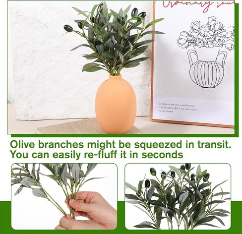 5pcs Artificial Plants Olive Tree Branches,11 Inch Faux Olives Leaves Stems Olive Branches Green Leaves Picks Spring Branch Decor for Centerpieces Vase Wedding Home Decoration Indoor in Kuwait