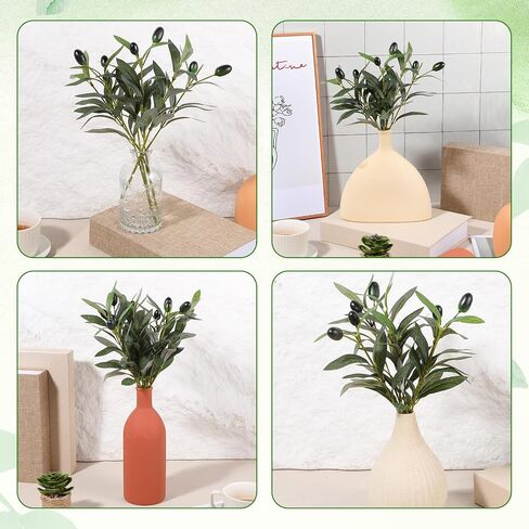 5pcs Artificial Plants Olive Tree Branches,11 Inch Faux Olives Leaves Stems Olive Branches Green Leaves Picks Spring Branch Decor for Centerpieces Vase Wedding Home Decoration Indoor in Kuwait