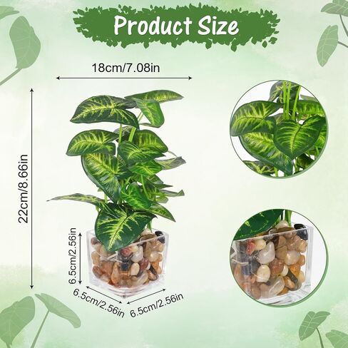 Artificial Plants in Clear Pot with Pebbles, Tropical Plants Potted Small Faux Plant Indoor Decor for Home Kitchen Bathroom Office Table Shelf in Kuwait