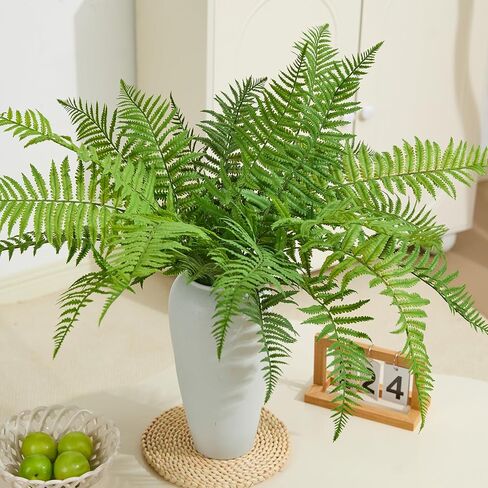 30" Fake Ferns Plants with 24 Fronds Faux Boston Fern Realistic Artificial Greenery Stems for Vase Home Decor Indoor 2Pcs in Saudi Arabia