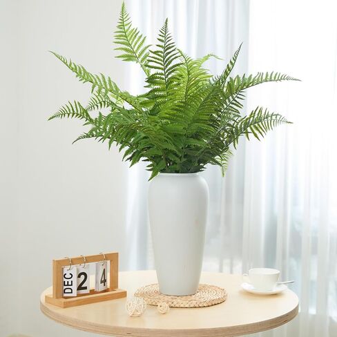 30" Fake Ferns Plants with 24 Fronds Faux Boston Fern Realistic Artificial Greenery Stems for Vase Home Decor Indoor 2Pcs in Saudi Arabia