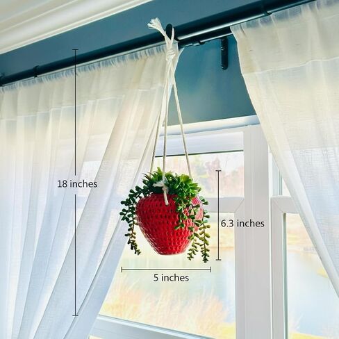 FJAKA Hanging Plants Artificial Strawberry Decor, Crochet Plant Fake Trailing Succulents Plant for Indoor Outdoor Home Wall Decor in Saudi Arabia