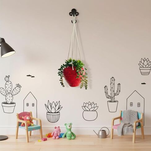 FJAKA Hanging Plants Artificial Strawberry Decor, Crochet Plant Fake Trailing Succulents Plant for Indoor Outdoor Home Wall Decor in Saudi Arabia