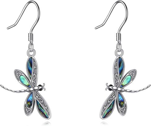 Dragonfly Earrings S925 Sterling Silver Dragonfly Gemstone Dangle Drop Earrings Animal Birthday Christmas Jewelry Gifts for Women in Kuwait