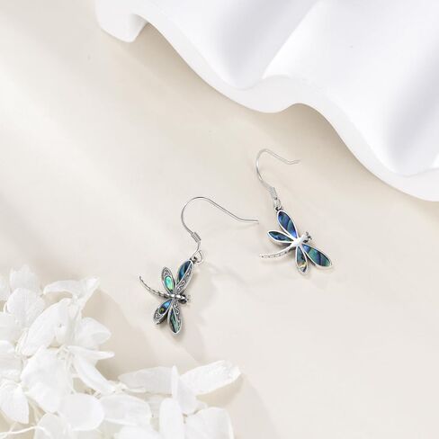 Dragonfly Earrings S925 Sterling Silver Dragonfly Gemstone Dangle Drop Earrings Animal Birthday Christmas Jewelry Gifts for Women in Kuwait