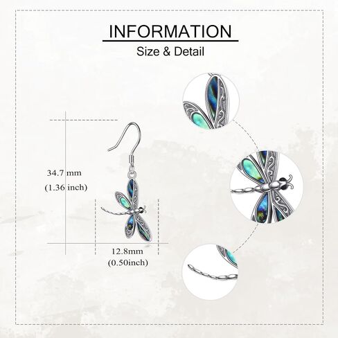 Dragonfly Earrings S925 Sterling Silver Dragonfly Gemstone Dangle Drop Earrings Animal Birthday Christmas Jewelry Gifts for Women in Kuwait