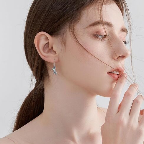 Dragonfly Earrings S925 Sterling Silver Dragonfly Gemstone Dangle Drop Earrings Animal Birthday Christmas Jewelry Gifts for Women in Kuwait