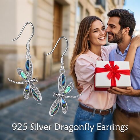 Dragonfly Earrings S925 Sterling Silver Dragonfly Gemstone Dangle Drop Earrings Animal Birthday Christmas Jewelry Gifts for Women in Kuwait