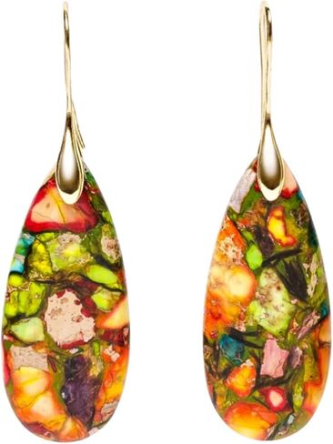 Cape Diablo Ocean Energy Protection Teardrop Earrings - Healing Regalite Gemstone Handcrafted| 4.5-5cm, Stress Relief & Emotional Stability Artisan Designed Unique Jewelry in Saudi Arabia