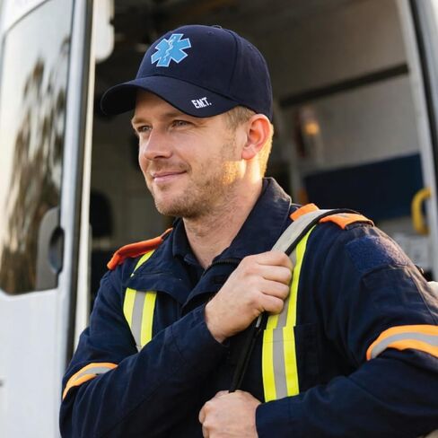 قبعة Rothco Deluxe Star of Life EMT منخفضة المظهر - قبعة قطنية مطرزة بشعار EMS قابلة للتعديل للمسعفين الطبيين والمستجيبين الأوائل in Kuwait