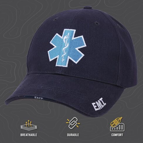 قبعة Rothco Deluxe Star of Life EMT منخفضة المظهر - قبعة قطنية مطرزة بشعار EMS قابلة للتعديل للمسعفين الطبيين والمستجيبين الأوائل in Kuwait