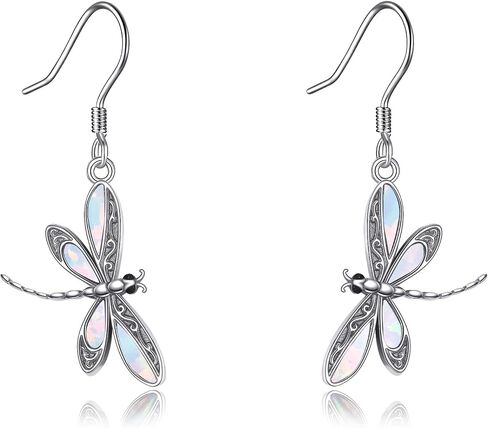 Dragonfly Earrings S925 Sterling Silver Dragonfly Gemstone Dangle Drop Earrings Animal Birthday Christmas Jewelry Gifts for Women in Kuwait