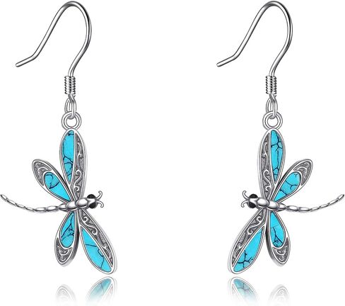 Dragonfly Earrings S925 Sterling Silver Dragonfly Gemstone Dangle Drop Earrings Animal Birthday Christmas Jewelry Gifts for Women in Kuwait