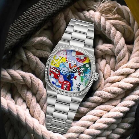 CILOA Graffiti Art Men's Watch, Stainless Steel Waterproof Unique Wristwatch Men, Fashion Casual Watches for Men. in Kuwait