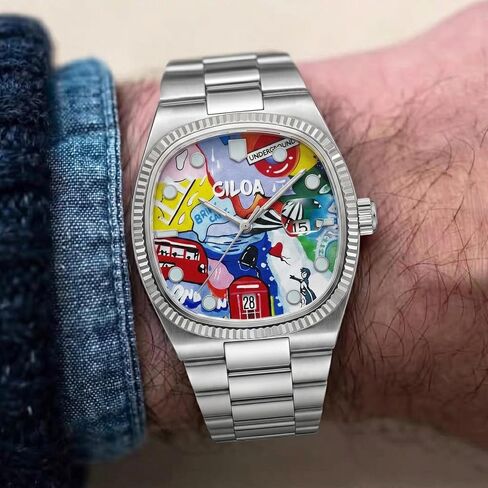CILOA Graffiti Art Men's Watch, Stainless Steel Waterproof Unique Wristwatch Men, Fashion Casual Watches for Men. in Kuwait