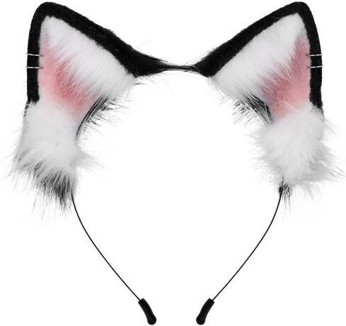Cute Furry Cat Ears Headband Fox Ears Headwear for Animal Cosplay Dress up Halloween Party Costume Accessories in Saudi Arabia