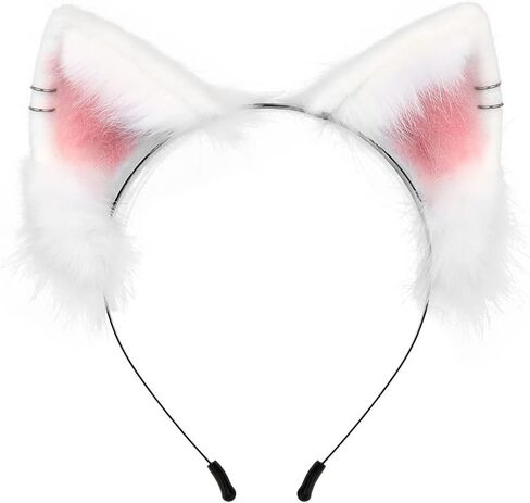 Cute Furry Cat Ears Headband Fox Ears Headwear for Animal Cosplay Dress up Halloween Party Costume Accessories in Saudi Arabia