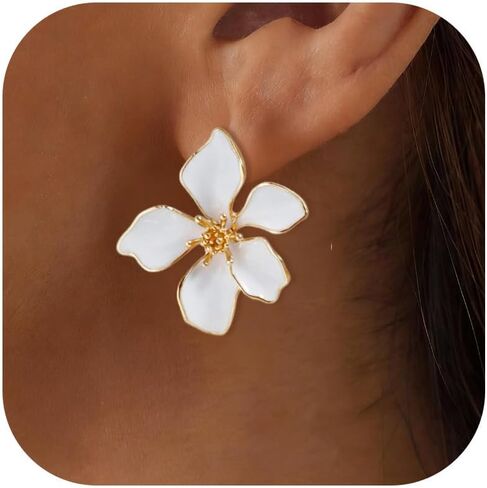 Flower Stud Earrings for Women Vintage Statement Floral Dangle Drop Earrings Spring Vacation Outfit Fashion Jewelry in Kuwait