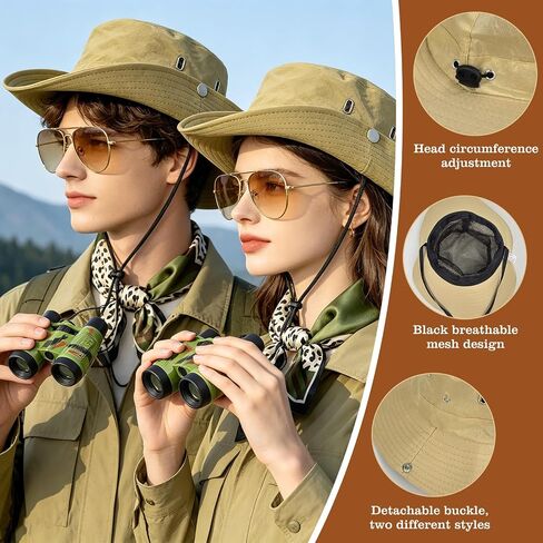 Hikkcos 5 Pcs Safari Costume for Women, Safari Explorer Outfit Set with Bucket Hat & Binoculars, Zoo Keeper Adventure Kit for Safari Party, Halloween Costumes in Kuwait