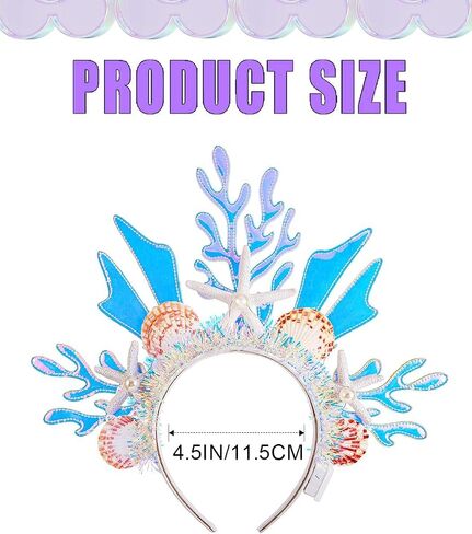 Yonamix Light Up Mermaid Crown LED Seashell Headband Coral Headpiece for Women in Saudi Arabia