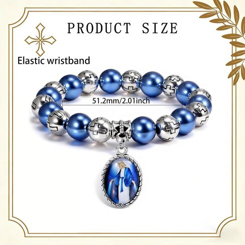 6 Pcs Alloy Virgin Mary Beaded Bracelets - Suitable for Both Men and Women Ideal Gift for Easter and Baptism in Saudi Arabia