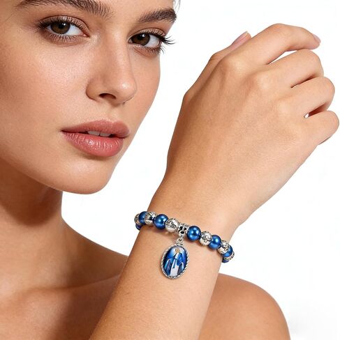 6 Pcs Alloy Virgin Mary Beaded Bracelets - Suitable for Both Men and Women Ideal Gift for Easter and Baptism in Saudi Arabia