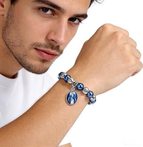 6 Pcs Alloy Virgin Mary Beaded Bracelets - Suitable for Both Men and Women Ideal Gift for Easter and Baptism in Saudi Arabia