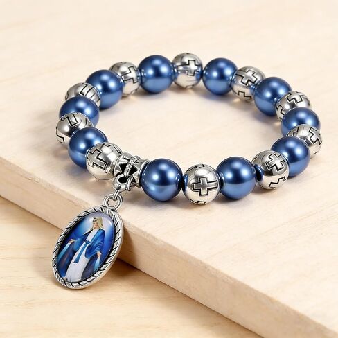 6 Pcs Alloy Virgin Mary Beaded Bracelets - Suitable for Both Men and Women Ideal Gift for Easter and Baptism in Saudi Arabia
