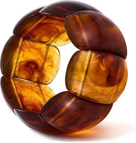 Amber Resin Statement Bracelet Chunky Geometric Elastic Bracelet for Women Chic Style Jewelry in Saudi Arabia