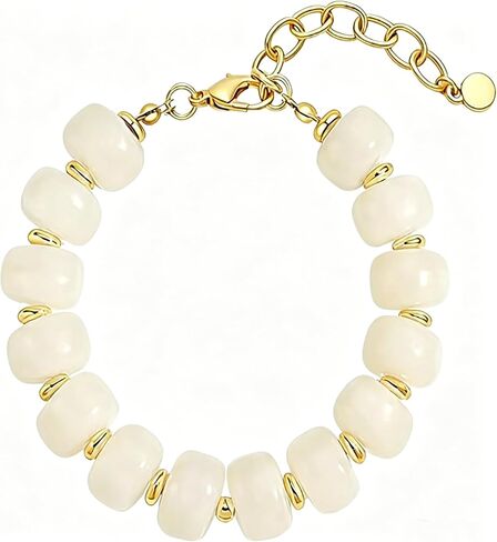 Chunky Beaded Bracelets for Women Colorful Resin Bead with Gold Charm Boho Stretch/Adjustable Statement Bracelet Trendy Summer Beach Jewelry for Vacation in Kuwait