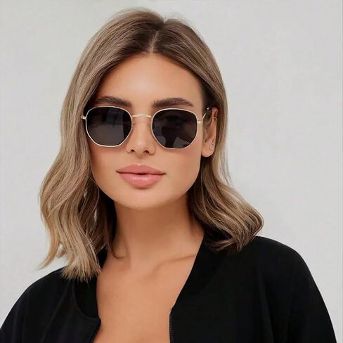1 Pair Vintage Retro Sunglasses - Copper Alloy Frame with Decorative Lenses, Accessories Sunglasses in Kuwait