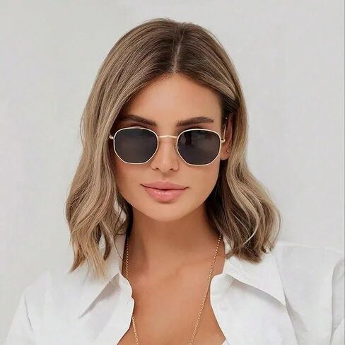 1 Pair Vintage Retro Sunglasses - Copper Alloy Frame with Decorative Lenses, Accessories Sunglasses in Kuwait
