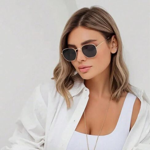 1 Pair Vintage Retro Sunglasses - Copper Alloy Frame with Decorative Lenses, Accessories Sunglasses in Kuwait