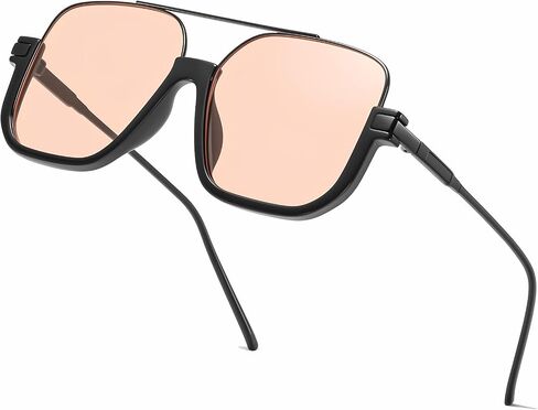 Oversized Aviator Sunglasses for Women Men 70s Retro Vintage Shades with UV400 Square Double Bridge Pilot Glasses in Kuwait