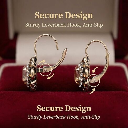 Vintage Earrings for Women Antique Style Handmade Gold Crystal Earring Sparkly Round Flower Leverback Dangle Earrings Beautiful Jewelry Rhinestone Bohemian Dangler in Saudi Arabia